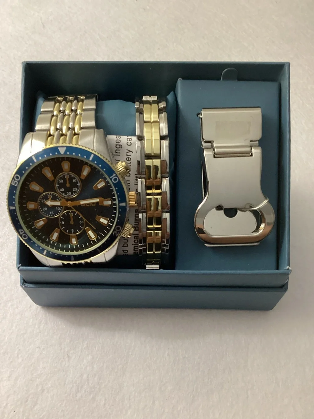 Folio Three Hand 2T Silver-Tone, Gold-Tone Alloy Watch 42mm Gift Set